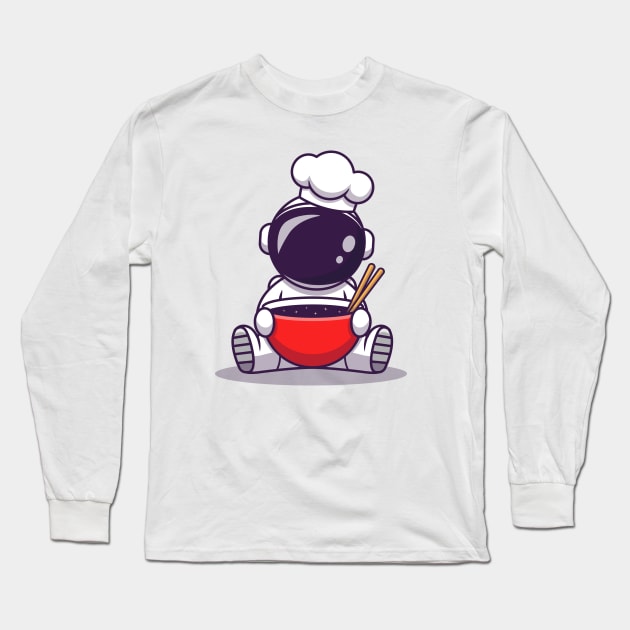 Cute Astronaut Chef Cooking Cartoon Long Sleeve T-Shirt by Catalyst Labs